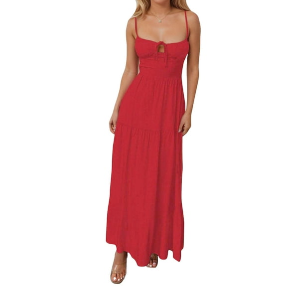 SANOPY Midi Corset Dress Wedding Guest Flowy Slit Lace Up Dresses for Women Tea Party A Line Casual Sundress