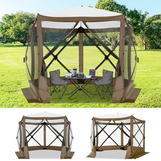 SANOPY Pop Up Gazebo Screen Tent Screen House for Camping, 10FTx10FT Screen Room with Mosquito Netting, Hub Tent Instant Screened Canopy with Carrying Bag and Ground Stakes
