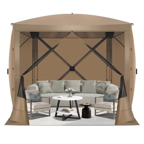 SANOPY Pop up Gazebo 6.5'x6.5' Gazebo Canopy Tent with Netting & Sidewalls for Outdoor with Carrying Bag, Khaki