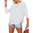 thumbnail image 1 of SANOPY Sweatshirt for Women Crewneck Long Sleeve Side Split Tops Casual Solid Color Loose Pullover Shirts 2025 Clothes, 1 of 5