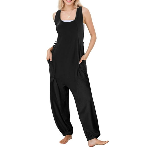 SANOPY Women Casual Overalls Jumpsuits Loose Style Sleeveless Baggy Harem Pants Romper Jumpers Summer One Piece Outfits