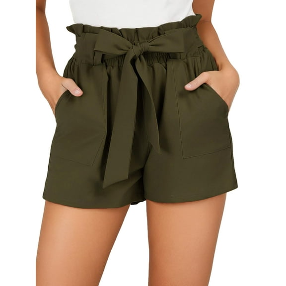 SANOPY Women Summer Casual Shorts with Pockets High Waist Bowknot Tie Chic Design Shorts