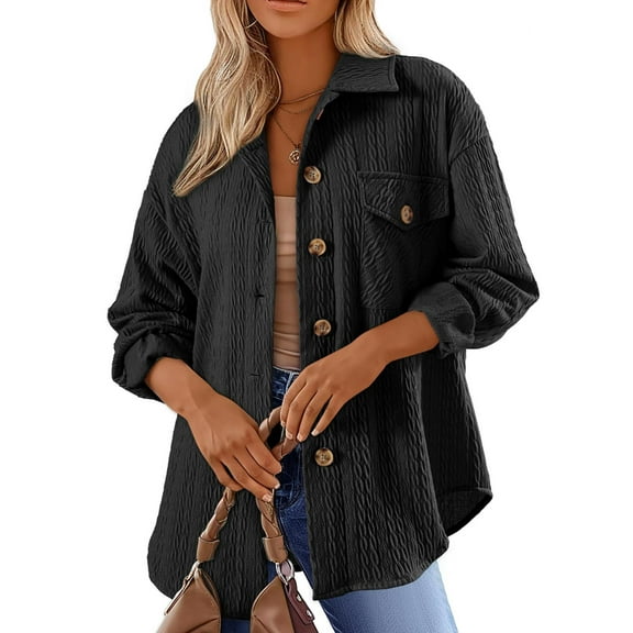 SANOPY Women's Autumn and Winter Cable Knit Shirt Long Sleeve Casual Loose Shirt Tops