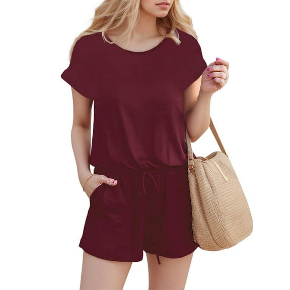 SANOPY Women's Basic Romper Casual Daily Wear One Piece T-shirt Short Pants Jumpsuit Beach Vacation Outfit Clothes