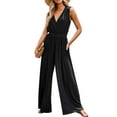 thumbnail image 1 of SANOPY Women's Casual Elegant Sleeveless Jumpsuit Wrapped V Neck Dressy One Piece Romper Outfits Pleated Design, 1 of 6