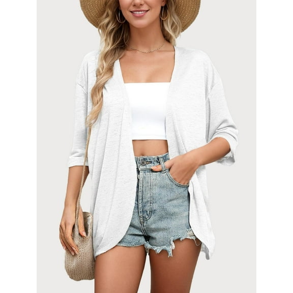 SANOPY Women's Flowy Open-Front Cardigan – 3/4 Sleeve Casual Beach & Everyday Style