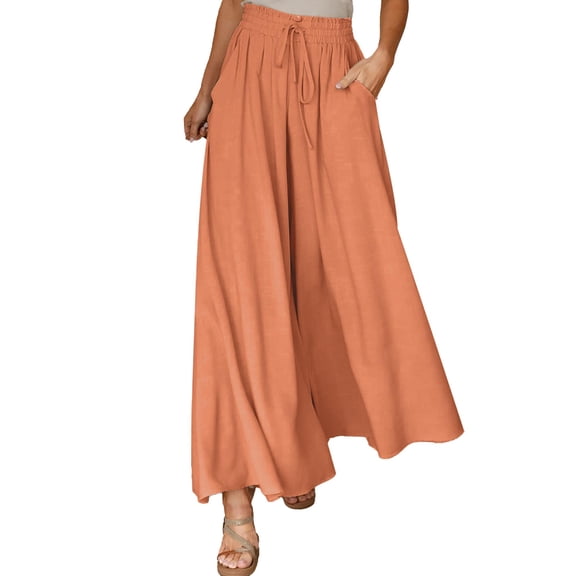SANOPY Women's High Waist Wide Leg Flowy Casual Pants with Pockets