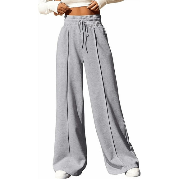 SANOPY Women's High Waisted Drawstring Wide Leg Sweatpants, Casual Loose Flowy Joggers for Lounge Daily Wear