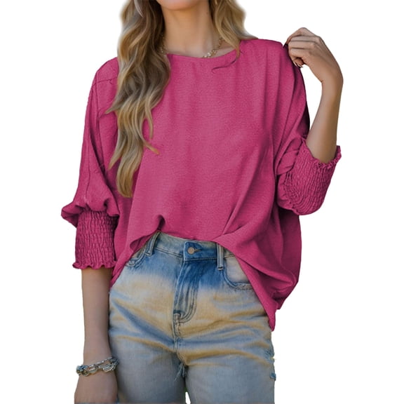 SANOPY Women's Loose 3/4 Sleeve Pleated Top Shirt