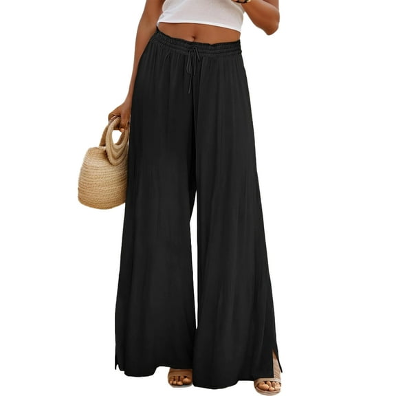 SANOPY Women's Loose Wide-Leg Pants with Flowy Hems and Pockets