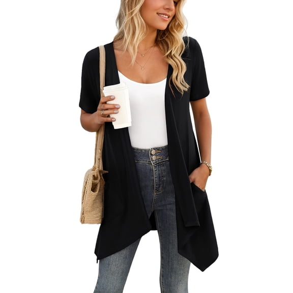 SANOPY Women's Open Front Cardigan with Pockets - Lightweight Long Sleeve Casual Knit Top for Everyday Wear (S-XXL)