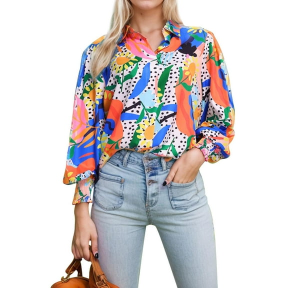 SANOPY Women's Striped Collared Button-Down Blouse – Boho Casual Roll-Tab Sleeve Fashion Top