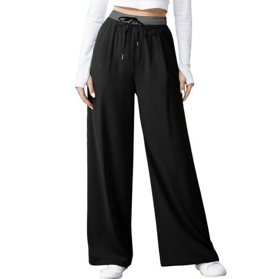 SANOPY Women's Wide Leg Sweatpants Drawstring High Waist Casual Pants Loose Sports Jogging Pants with Pockets