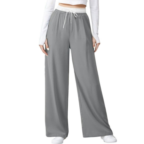 SANOPY Women's Wide Leg Sweatpants Drawstring High Waist Casual Pants Loose Sports Jogging Pants with Pockets