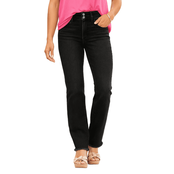 SANOPY Women's high-waisted flared jeans with double buttons