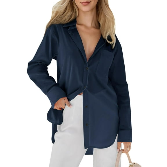 SANOPY Women's long button-down business formal casual autumn shirt