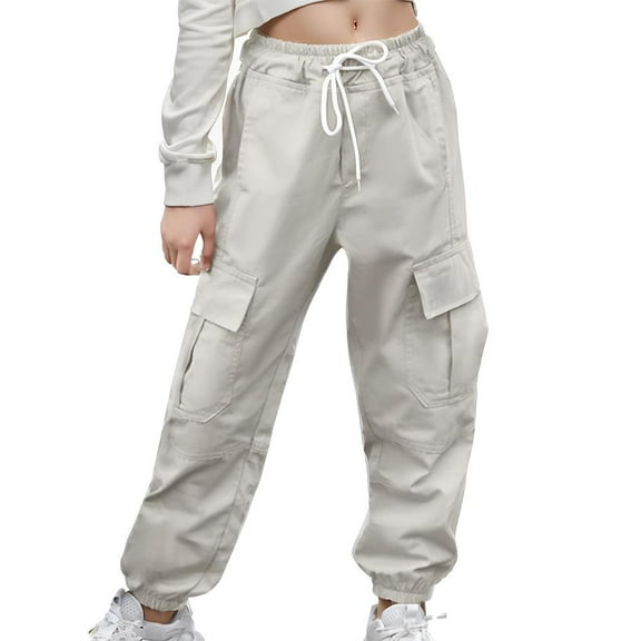 SANOPY Womens Casual Street Style Drawstring Cargo Jogger Pants with Multiple Pockets Cool Athletic Cuffed Pants