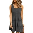 thumbnail image 1 of SANOPY Womens Summer A-Line Tank Dresses Sleeveless Button Down Smocked Empire Waist Ruffle Tiered Casual Swing Mini Dress, 1 of 6