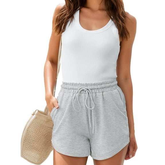 SANOPY Womens Sweat Shorts with Pockets Casual Summer Drawstring Comfy Elastic High Waist Running Clothes
