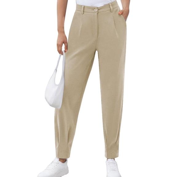 SANOPY Womens Taper Pants with Side Pockets Business Casual 2025 Trendy High Waisted Ankle Length Cuffed Hem Dressy Trousers Slacks Work Clothes