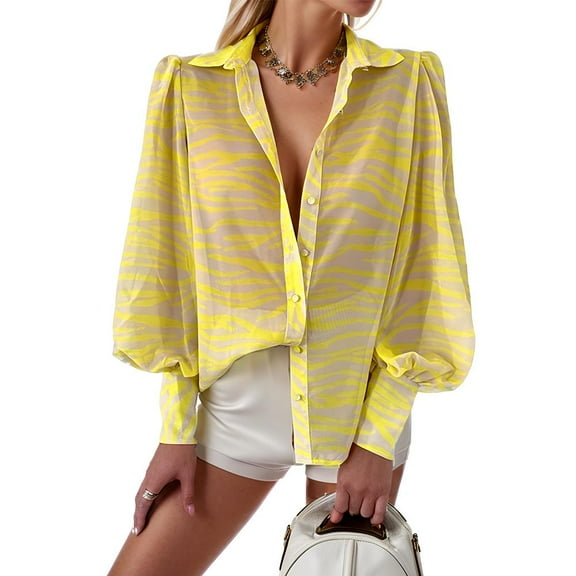 SANOPY Womens Tops Button Down Shirts Print Long Sleeve Blouses for Women Fashion