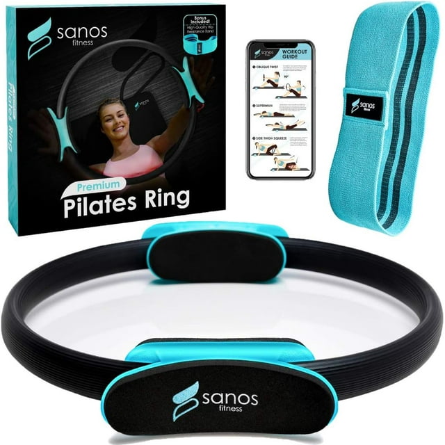 THE SANOS RING - Premium Pilates Fitness Ring for Full Body Toning with 3 FREE BONUSES Hip Resistance Band, Workout Guide, and Thank You Gift Included