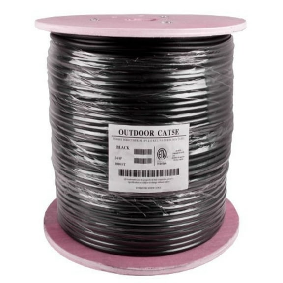 SANOXY Cables and Adapters; 1000ft Cat5e 350 MHz UTP Solid Direct Burial Outdoor Bulk Ethernet Cable, Black