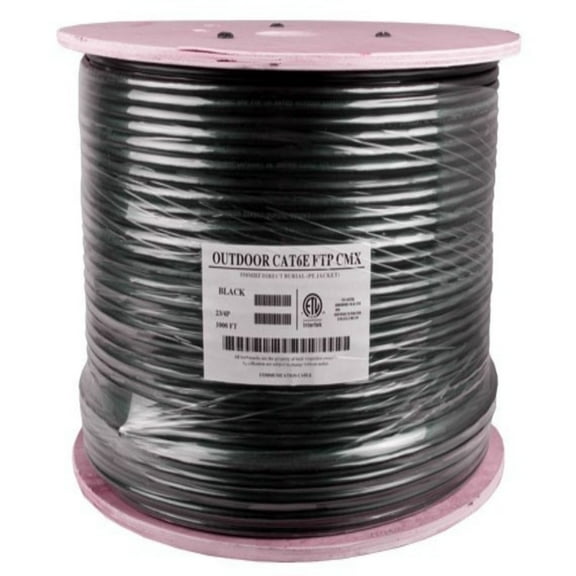 SANOXY Cables and Adapters; 1000ft Cat6e 550 MHz UTP Solid Direct Burial Outdoor Bulk Ethernet Cable, Black