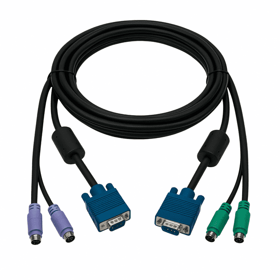 SANOXY Cables and Adapters; 10ft 3 in 1 KVM Cable, Super VGA M/M + PS/2 Keyboard & Mouse, with Ferrite, Black