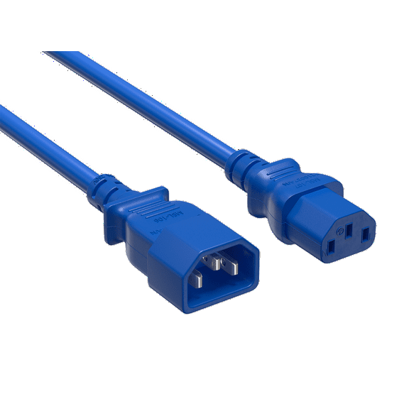 SANOXY Cables and Adapters; 10ft IEC-320 C13 Female to C14 Female Heavy-Duty Power Extension Cord 18 AWG 10A/250V SJT, Blue