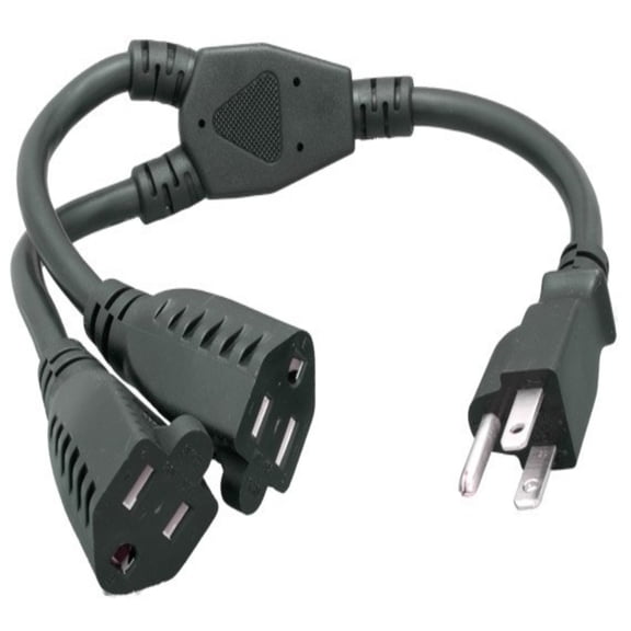SANOXY Cables and Adapters; 14 inches Power Cord Splitter Cable 16 AWG (2 NEMA 5-15R to 1 NEMA 5-15P)