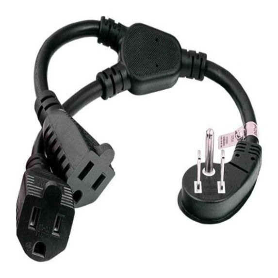 SANOXY Cables and Adapters; 14 inches Ultra Low Profile Power Extension Cord Splitter Cable 16 AWG (2 NEMA 5-15R to 1 NEMA 5-15P)