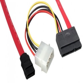 SANOXY Cables and Adapters; 18in Serial ATA Data Cable & Power Adapter, SATA 7-pin + 15-pin to SATA 7-pin + 4-pin Molex