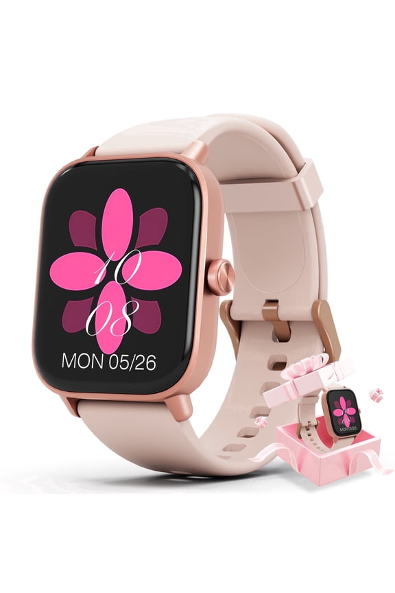 Smart Watch Compatible with Android and iPhone, 1.83" HD Touchscreen, Answer/Make Calls/100+ Sports Modes/Message Reminder, IP68 Waterproof, Pink