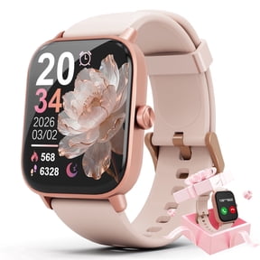 SANPTENT Smart Watch Compatible with Iphone and Android, 1.83" Fitness Tracker, Men Womens Smartwatch with Make/Answer Calls/Message Reminder/100+ Sports Models, IP68 Waterproof Pedometer Watch, Pink