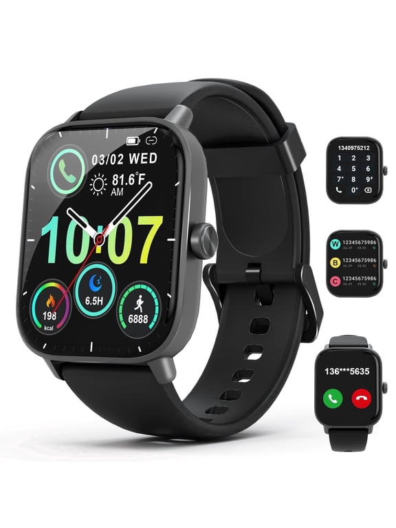Smart Watch Compatible with Iphone and Android, 1.83" Fitness Tracker, Men Womens Smartwatch with Make/Answer Calls/Message Reminder/100+ Sports Modes, IP68 Waterproof Pedometer Watch, Black