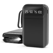 SANPTENT 10000mAh Power Bank Portable Charger with Cables, USB Battery Pack Compatible for iPhone & Android Cell Phones, Black