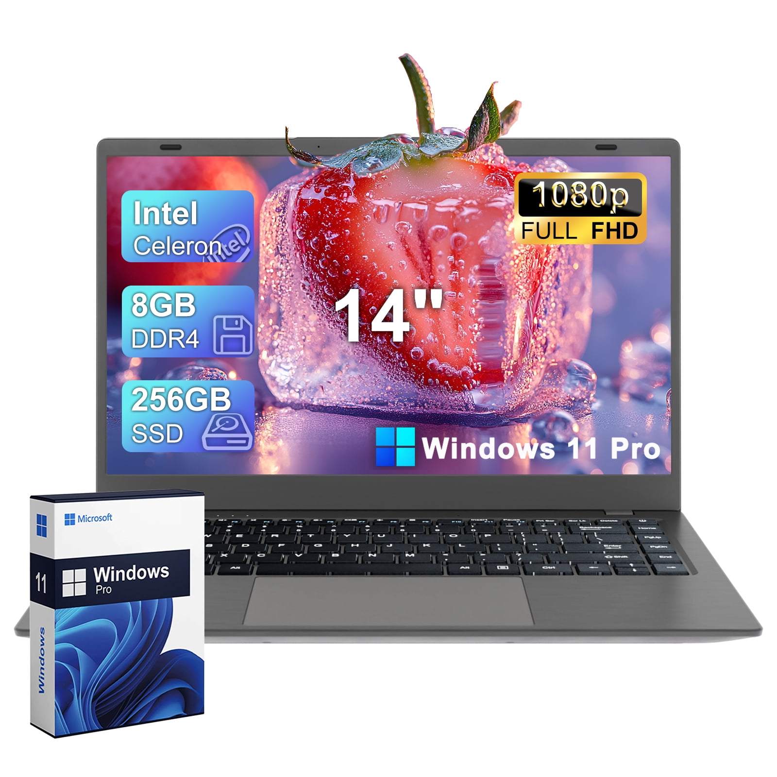 SANPTENT 14 inch FHD Laptop 8GB DDR4 256GB SSD Windows 11 Pro with Dual-Core Intel Celeron, Webcam, 2.4G/5G WiFi, HDMI, BT5.0, Space Gray SANPTENT 14 inch FHD Laptop 8GB DDR4 256GB SSD Windows 11 Pro with Dual-Core Intel Celeron, Webcam, 2.4G/5G WiFi, HDMI, BT5.0, Space Gray