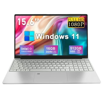 SANPTENT 15.6 inch 1080p FHD Laptop Computer 16GB RAM 512GB SSD with 4 Core Intel Celeron N5095, FingerPrint, Backlit Keyboard, Windows 11 Pro