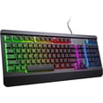 thumbnail image 1 of SANPTENT Gaming Keyboard with Large Print Keys, Light Up Keyboard with All-Metal Panel, Quiet Computer Keyboards with Rainbow Backlit, Wrist Rest, Anti-Ghosting,USB Wired Keyboard for PC, 1 of 1