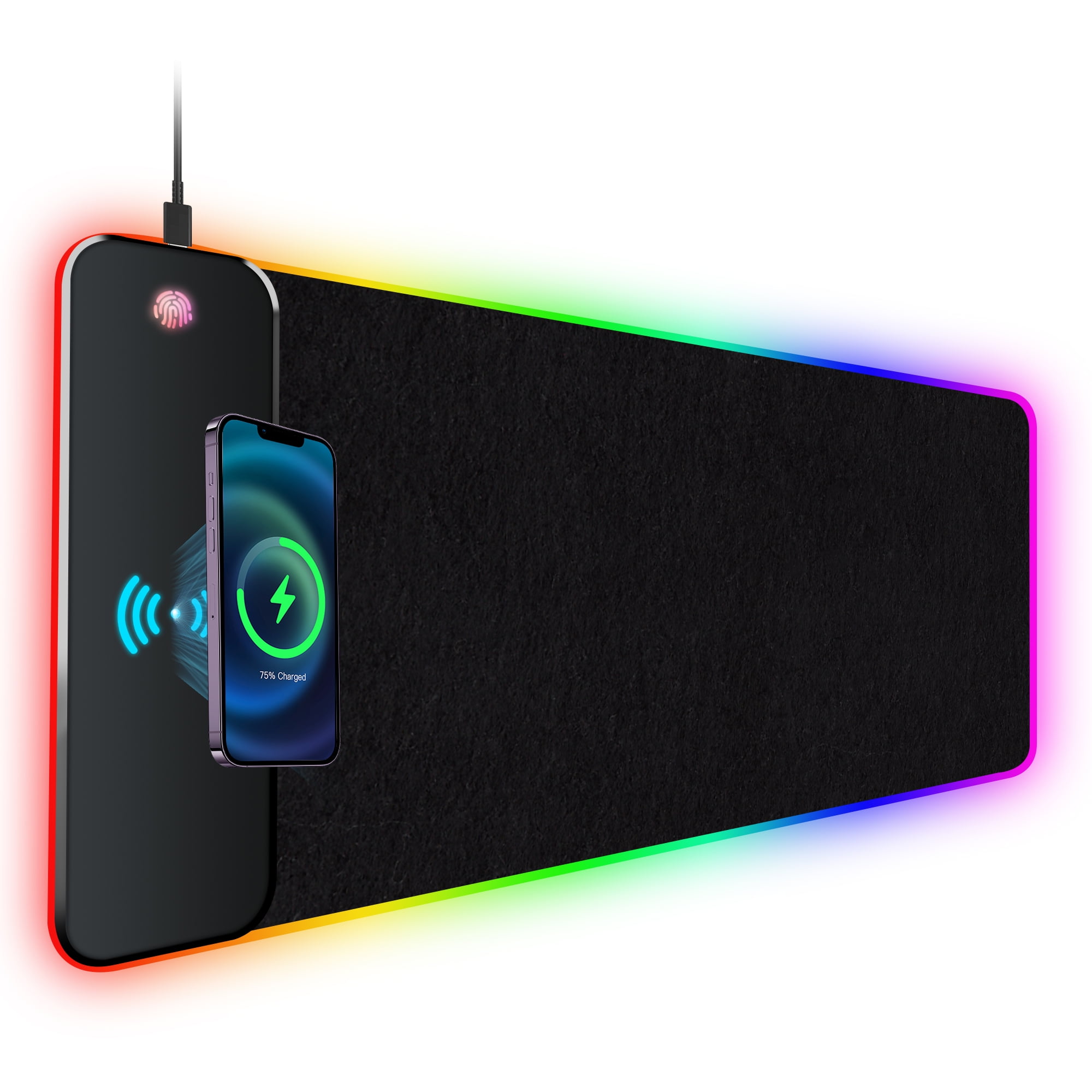 SANPTENT RGB 15W Gaming Mouse Pad with Wireless Charging, 10 Light ...
