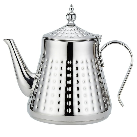 SANQIAHOME 1.2L(40oz) Stainless Steel Hammer Patterned Teapot With Removeable Infuser,Loose leaf cover,Silver