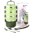 thumbnail image 1 of SANQIAHOME 4 Tier Stackable Stainless Steel Lunch Box Sealed(green, 4 layers) with spoon and fork, 1 of 10