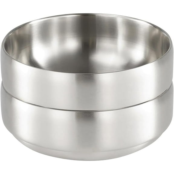 SANQIAHOME 47oz/8.3" Quality Stainless Steel Salad Bowl 2pcs/set – Double-walled Anti-scald, Dishwasher Safe, Large Serving Bowl for Family & Parties Golden, large-capacity soup bowl