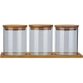 thumbnail image 1 of SANQIAHOME Glass Coffee Sugar Containers with Shelf, 3 x 27 OZ Coffee Bean Storage Station Organizer,Airtight Seal,Food Storage Jar for Kitchen, 1 of 10