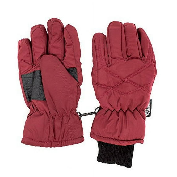 SANREMO Unisex Kids Thinsulate and Waterproof Cold Weather Ski Gloves (13-16 Years, Maroon)