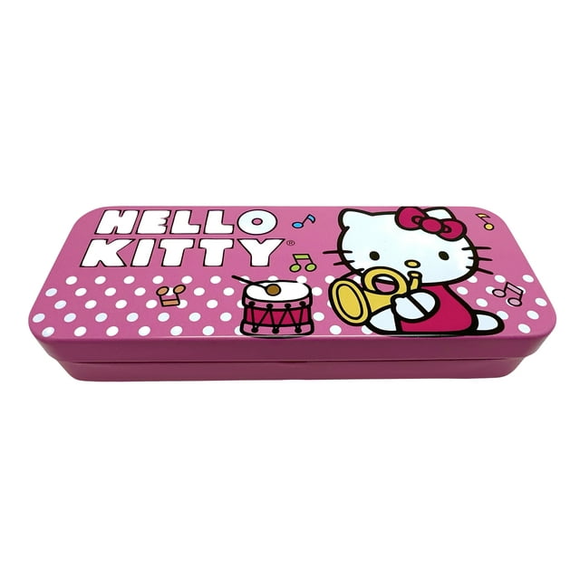 SANRIO Hello Kitty Tin Pencil Box Hello Kitty Playing Trumpet Pencil