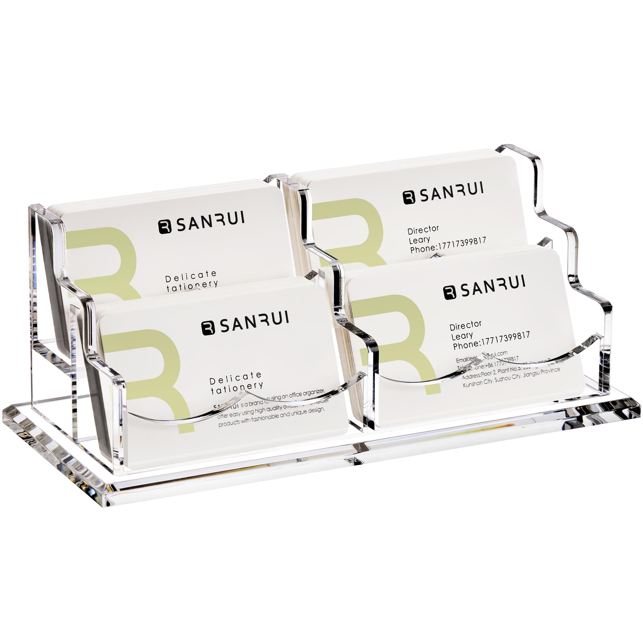 SANRUI Acrylic Business Card Holder for Desk, Horizontal Name Card ...