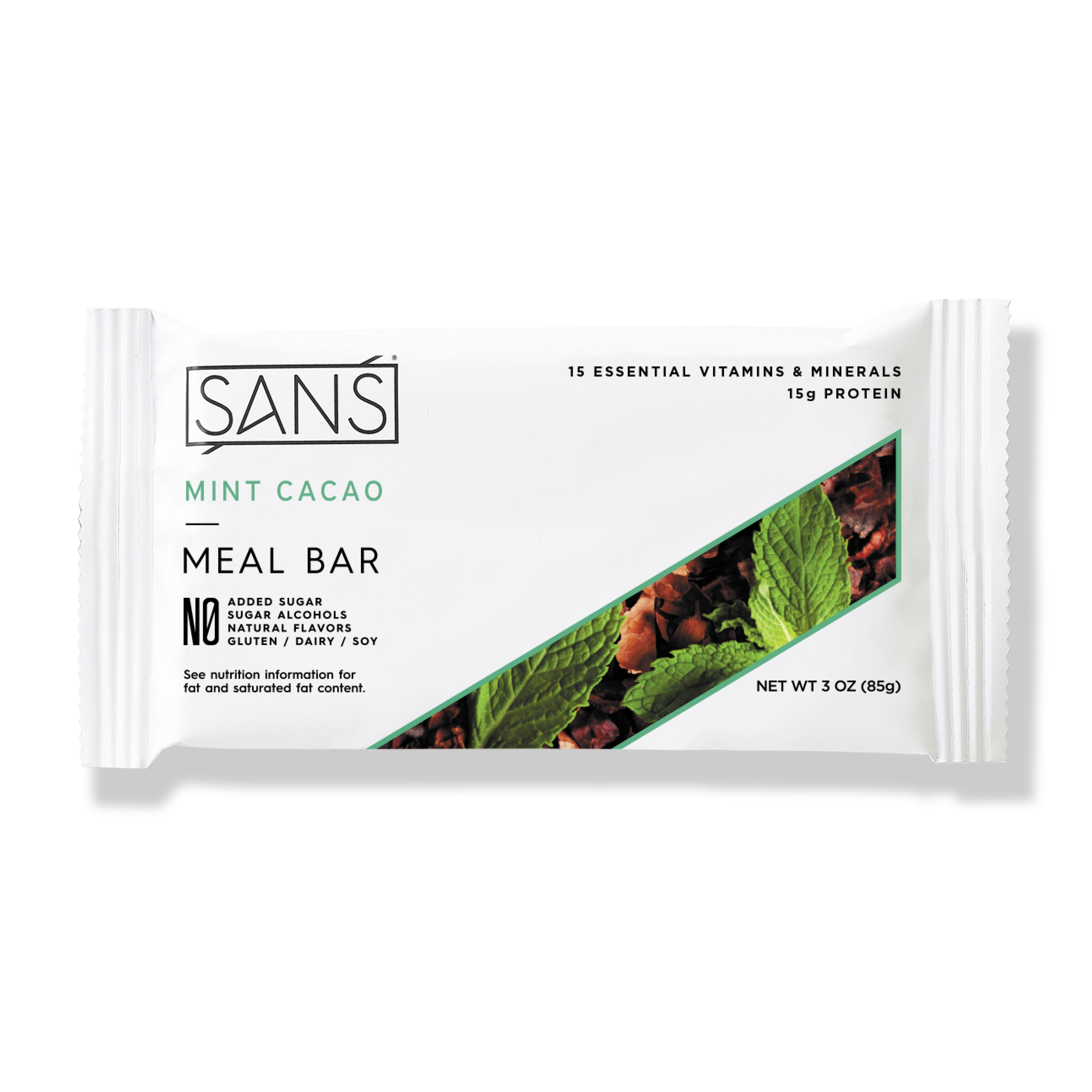 SANS Mint Cacao Meal Replacement Protein Bar AllNatural Nutrition