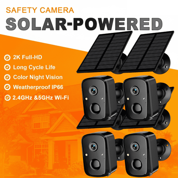 SANSCO 2K Wireless Outdoor Solar Security Camera, 4MP 2.4Ghz&5Ghz Wi-Fi Battery Powered Home Video Surveillance Camera with PIR Motion Detection, Waterproof ,Color Night Vision, 2-Way Audio